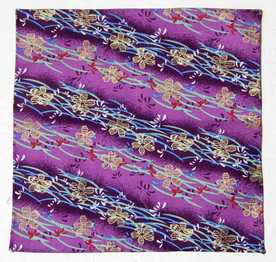 Gascoigne Hand Stitched Japanese Kimono Fabric Pocket Square Purple Floral Men's
