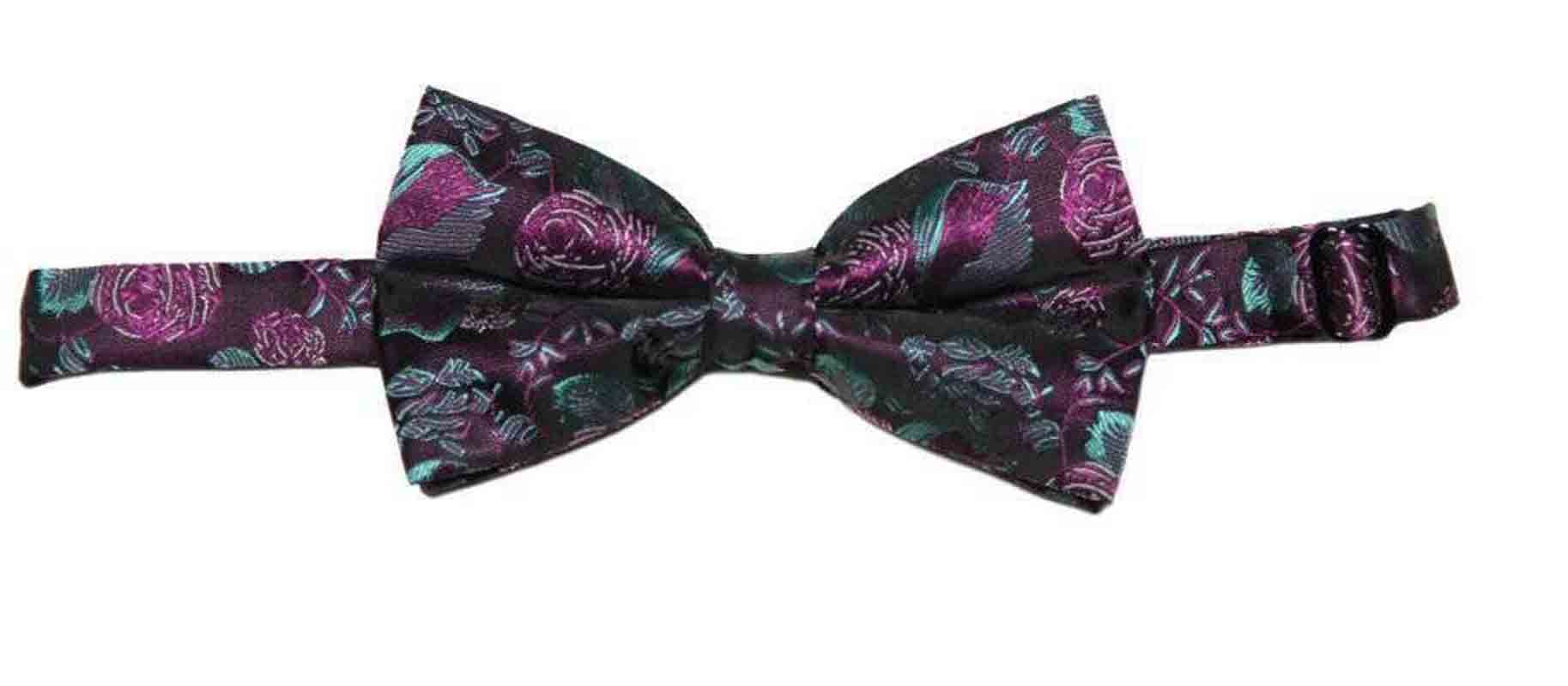 Gascoigne Bow Tie Floral Pre-Tied Brown Teal Purple Men's OS