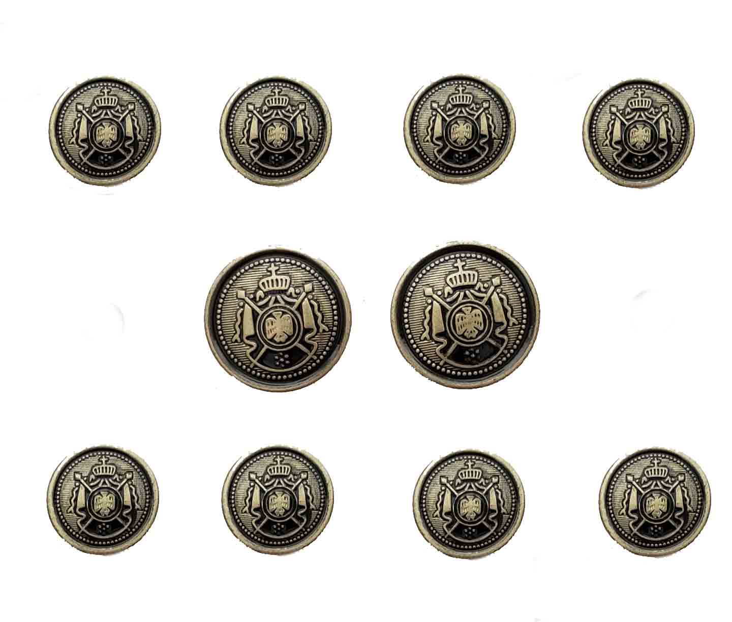 Vintage Haggar Blazer Buttons Set Antique Gold Black Crown Shield Pattern Brass N4C Men's