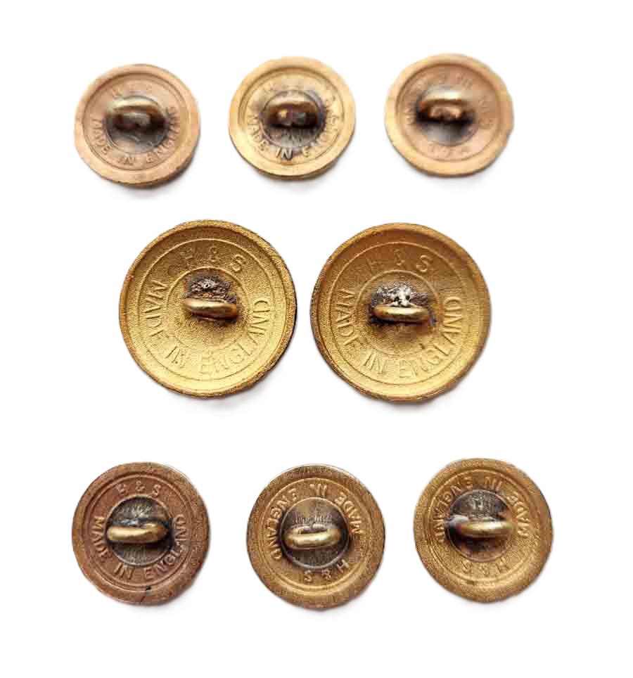 Vintage Holland & Sherry Fleur-de-Lis Blazer Buttons Navy Enamel Gold-Tone Men’s