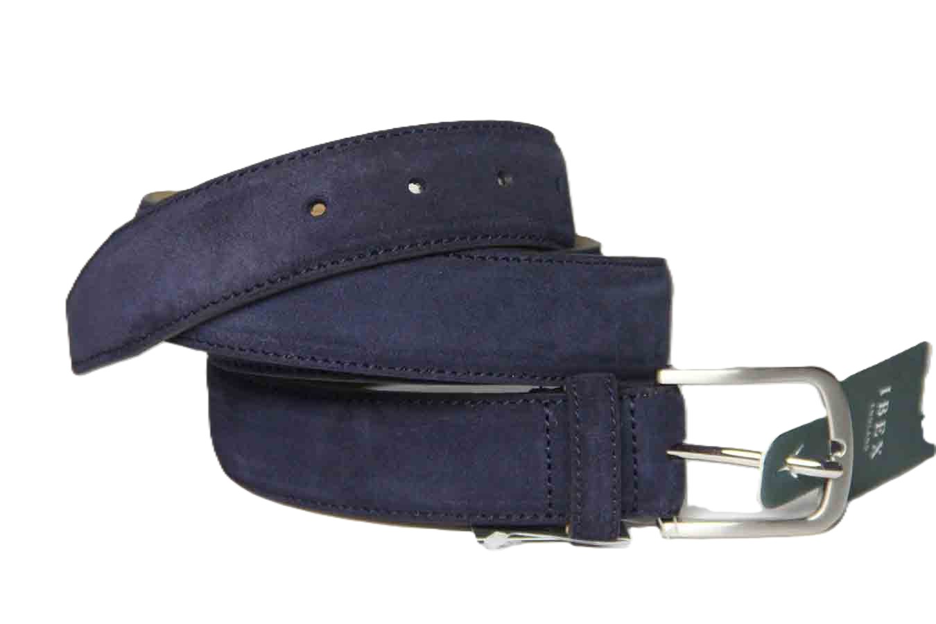IBEX ENGLAND Leather Suede Belt Navy Blue Men's Size XXL 42-44