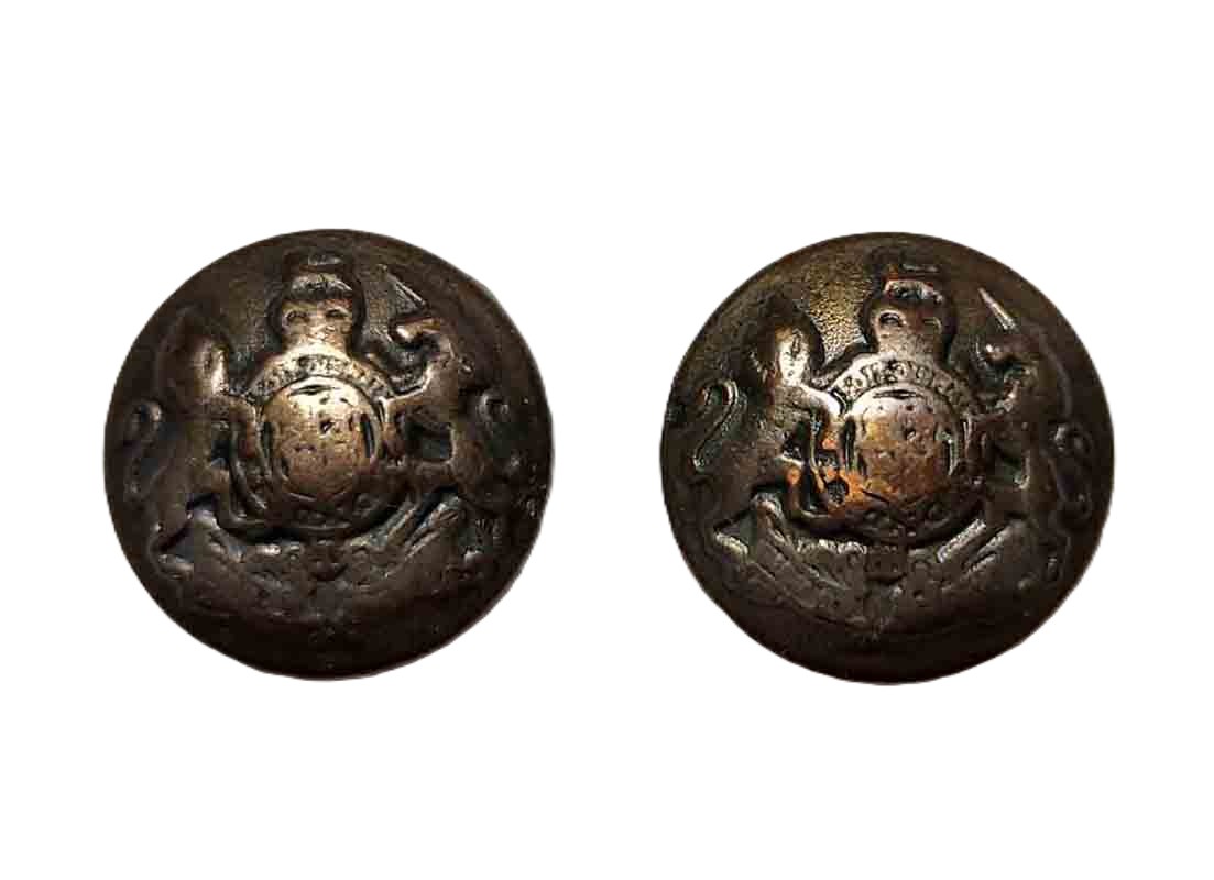 Two Vintage Jos A Bank Antique Gold Brass Semidome Blazer Buttons Brown Gold Lion Unicorn P75 Men's