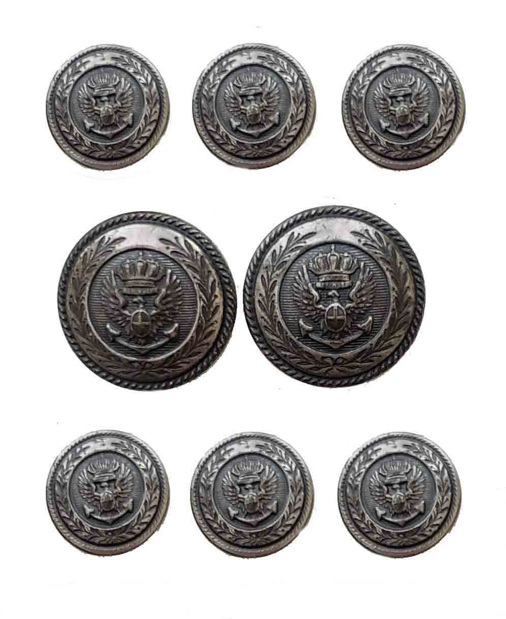 Vintage Jos A Bank Blazer Buttons Set Gray Silver Metal Eagle Crown Anchor Men's
