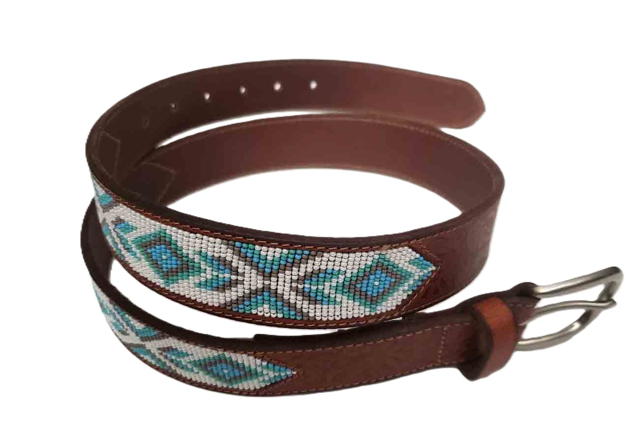 Lucky Brand Beaded Leather Western Belt Men's Size Small Fits 30-32