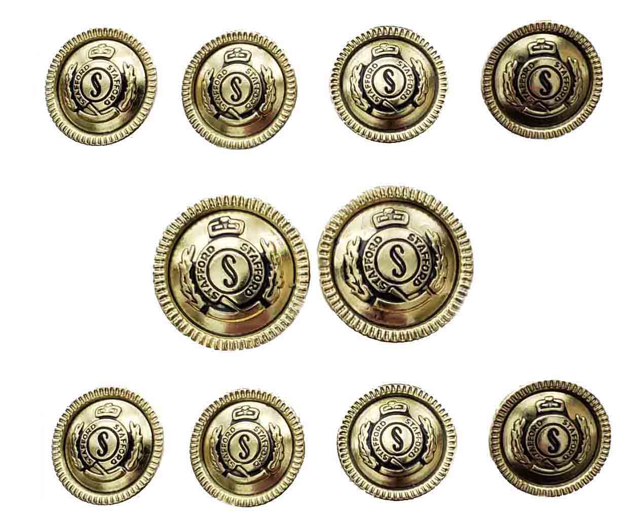 Stafford S Monogram Blazer Buttons Set Gold Black Shank Brass Men's