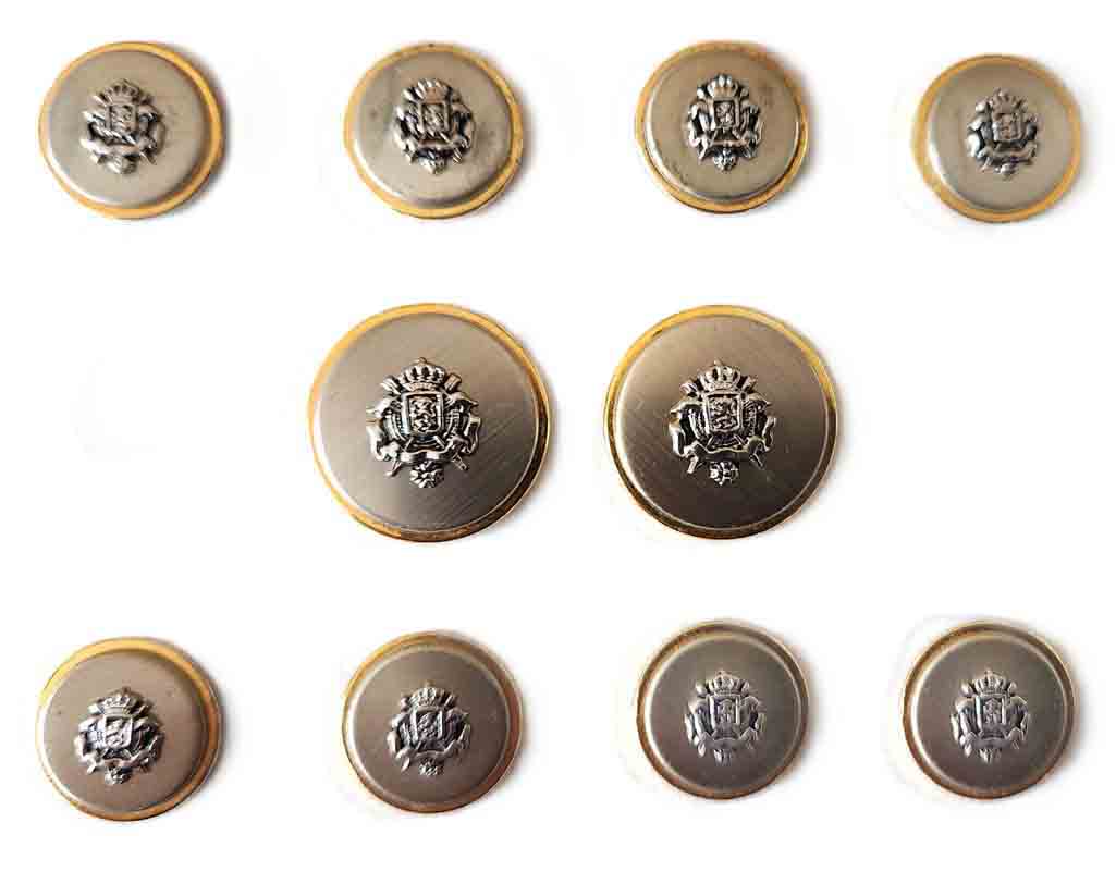 Vintage Pacelli Blazer Buttons Set Silver Gold Crown Shield Swords Pattern P7Q Men's