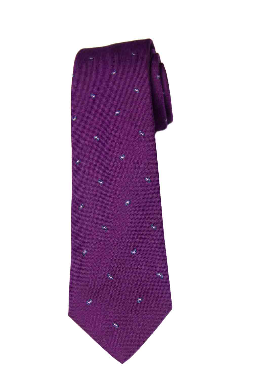 Paul Smith Tie Necktie Wool Silk Purple Black Pink Tear Drop Pattern Men's