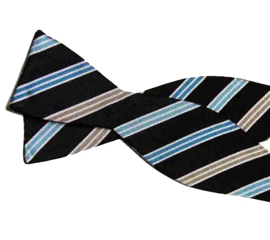Munsingwear Penguin Bow Tie Silk Striped Black Blue Gray Brown Men's