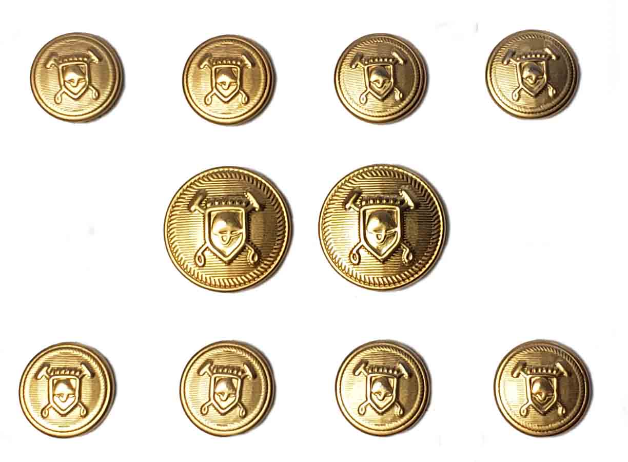 New Polo by Ralph Lauren Blazer Buttons Set Gold Brass Helmet Shield Mallets Pattern J6M Men's