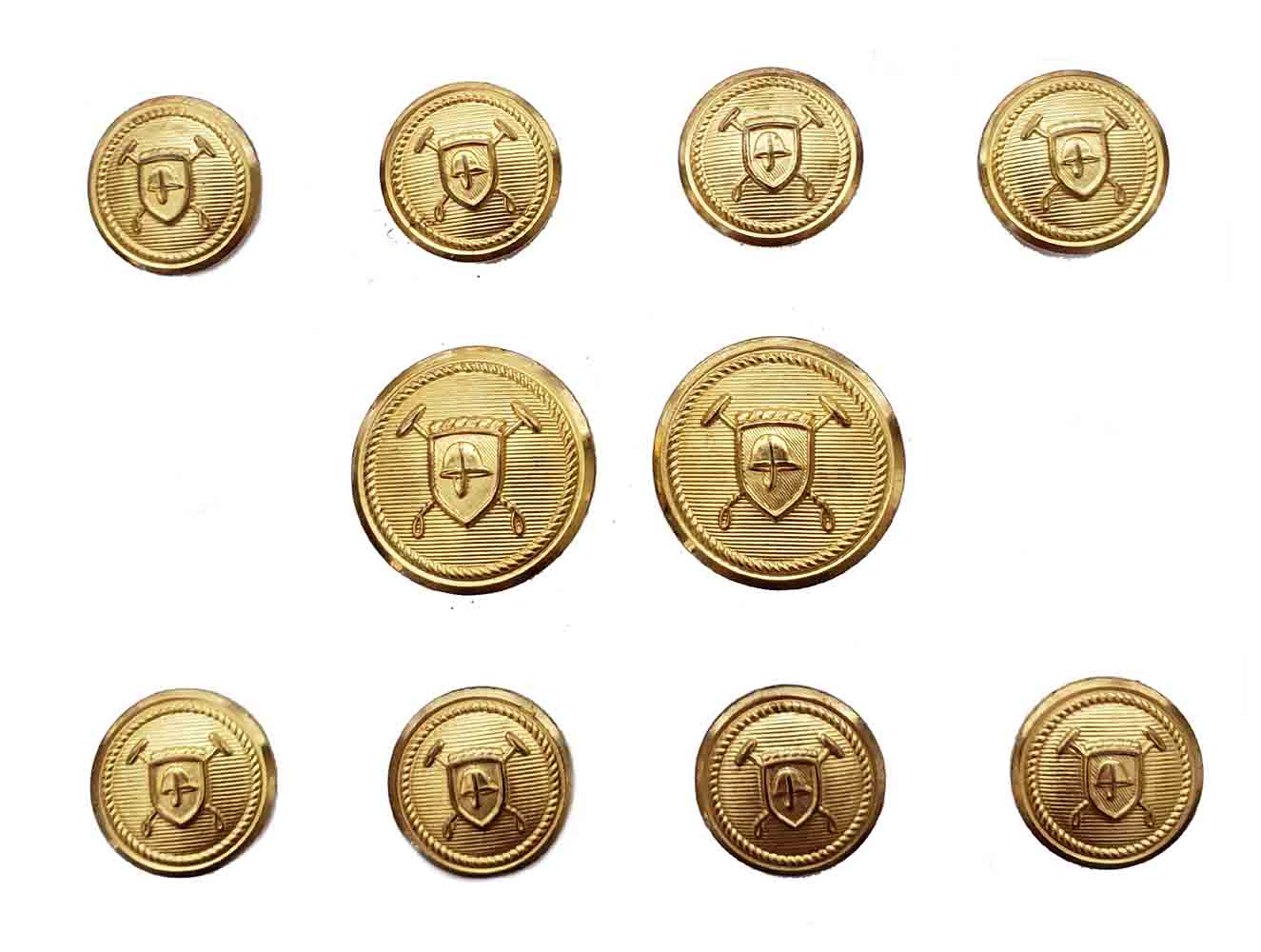 Vintage Polo Ralph Lauren by Waterbury Blazer Buttons Set Gold Brass Polo Shield Mallets M5Q Men's