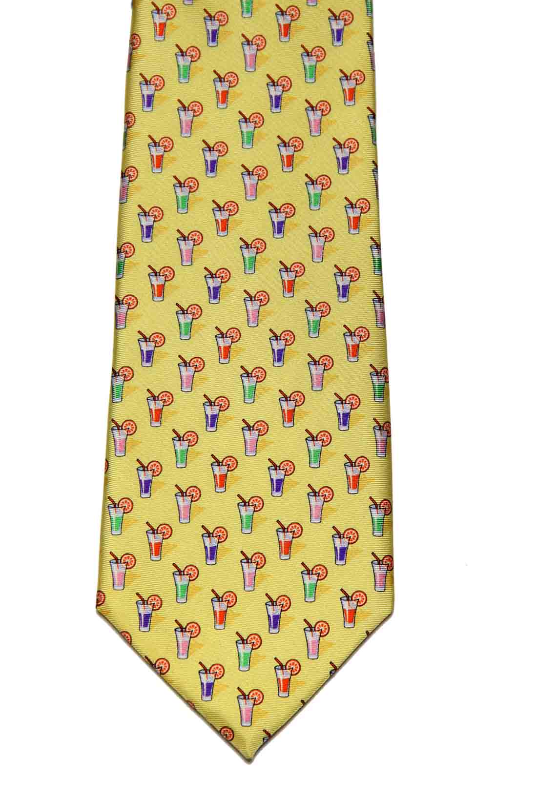 Ralph Lauren Silk Tie Cocktails Pattern Yellow Men's