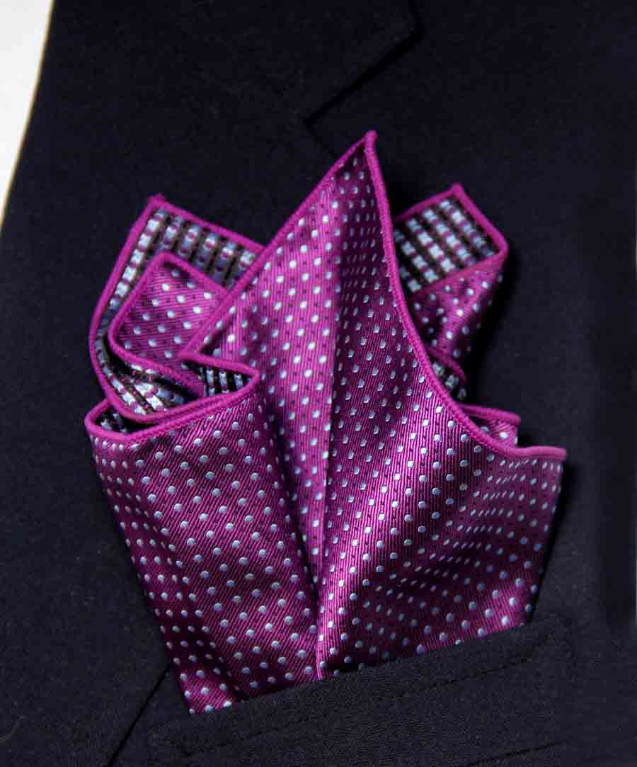 SW for Gascoigne Purple Polka Dot Pocket Square Men's