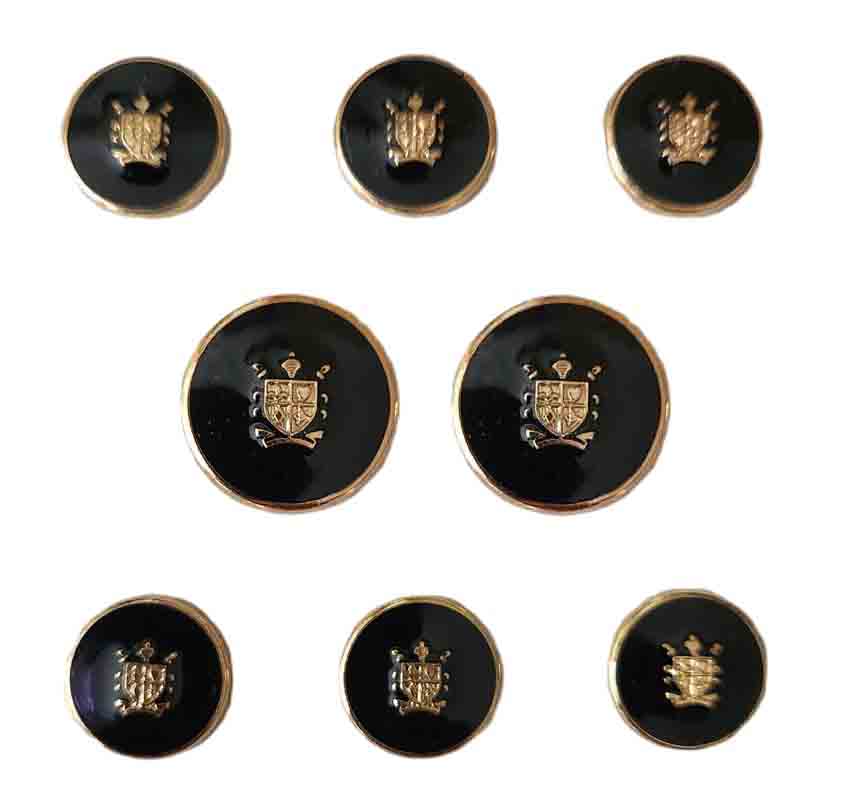 Samuelsohn Gold Brass and Black Enamel Semidome Blazer Buttons Set M9H Men's