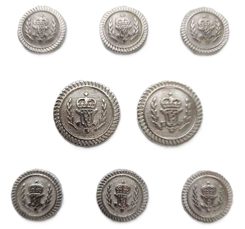 Vintage Stanley Blazer Blazer Buttons Set Silver Metal Crown Shield Laurel Pattern P1S Men's