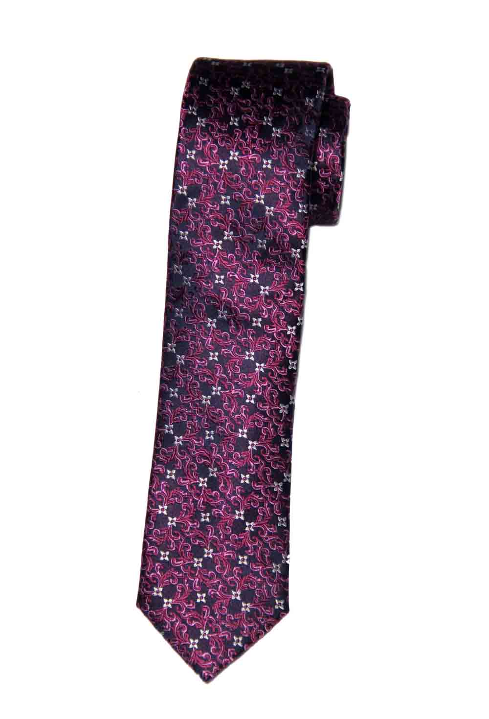 Ted Baker Mulberry Silk Tie Pink Purple Black White Floral Scroll Men's