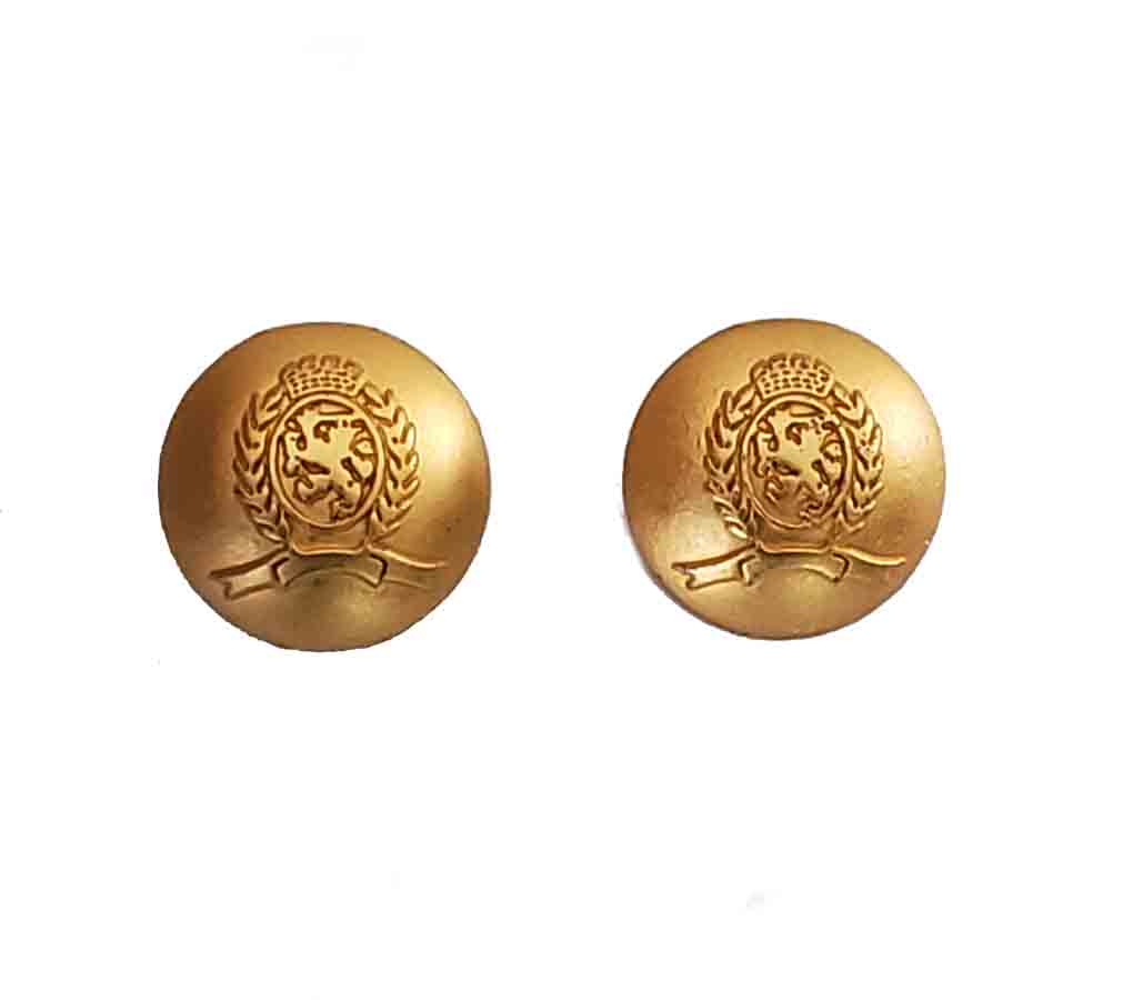 Two Vintage Tommy Hilfiger Dome Blazer Buttons Gold Brass Crown Rampant Lion Y9Z Men's 11/16