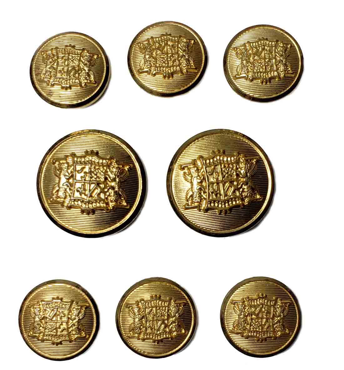 Vintage Waterbury Blazer Buttons Set Gold Brass Griffins Shield Shank Men's