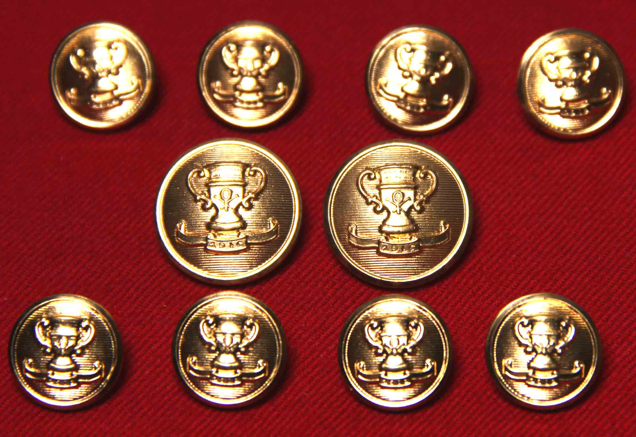 Vintage Waterbury Blazer Buttons Set Gold Brass Winner's Cup Shank Men's